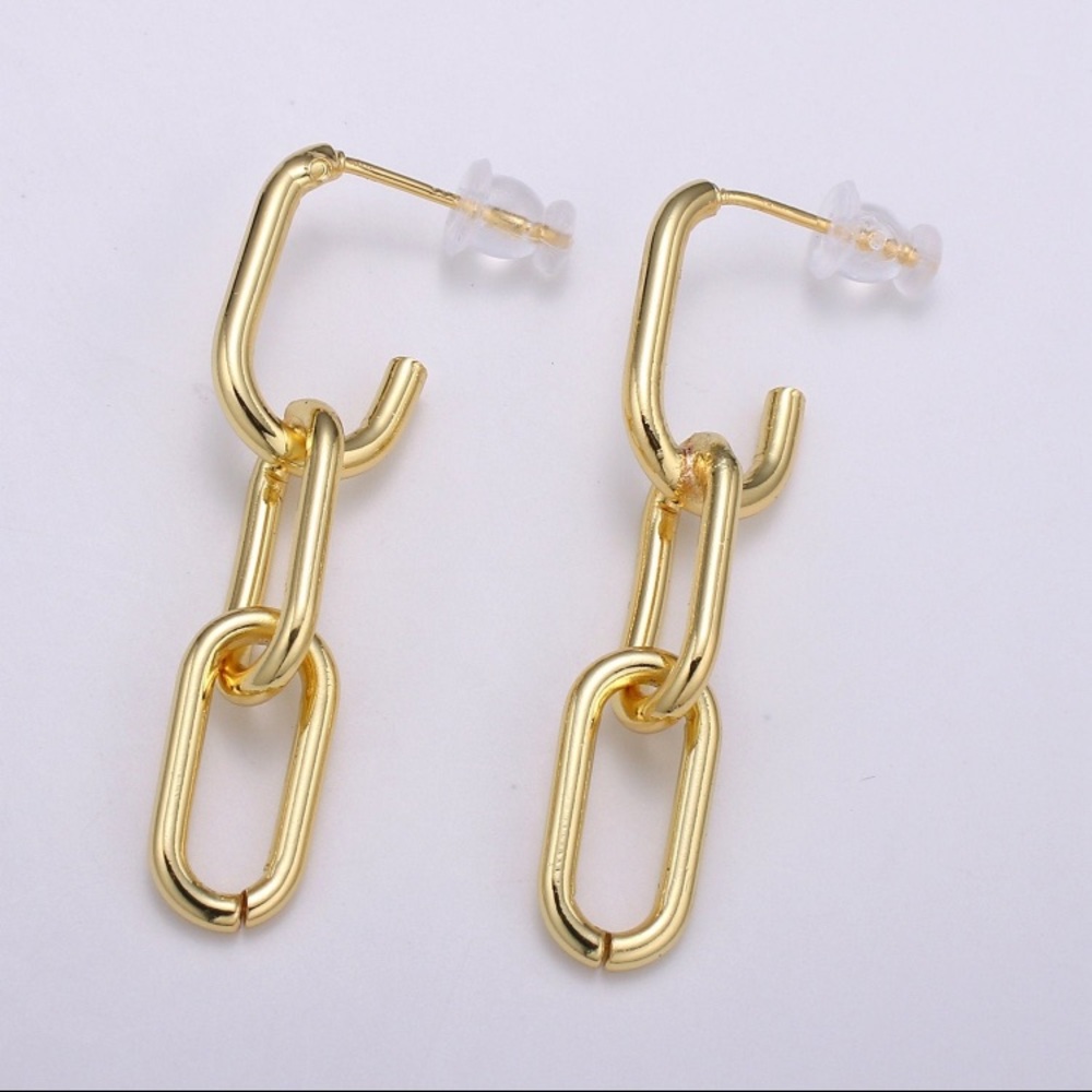 24K Gold Filled Paper Clip Design Stud Earrings